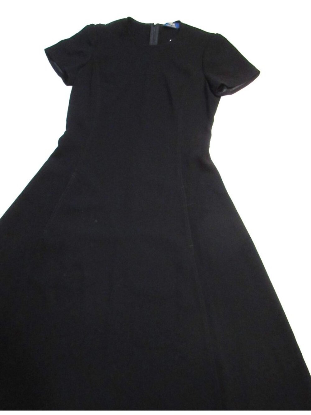 NWT Polo Ralph Lauren Fit & Flare Midi in Black Short Sleeve Crepe Dress 8 - Picture 5 of 7